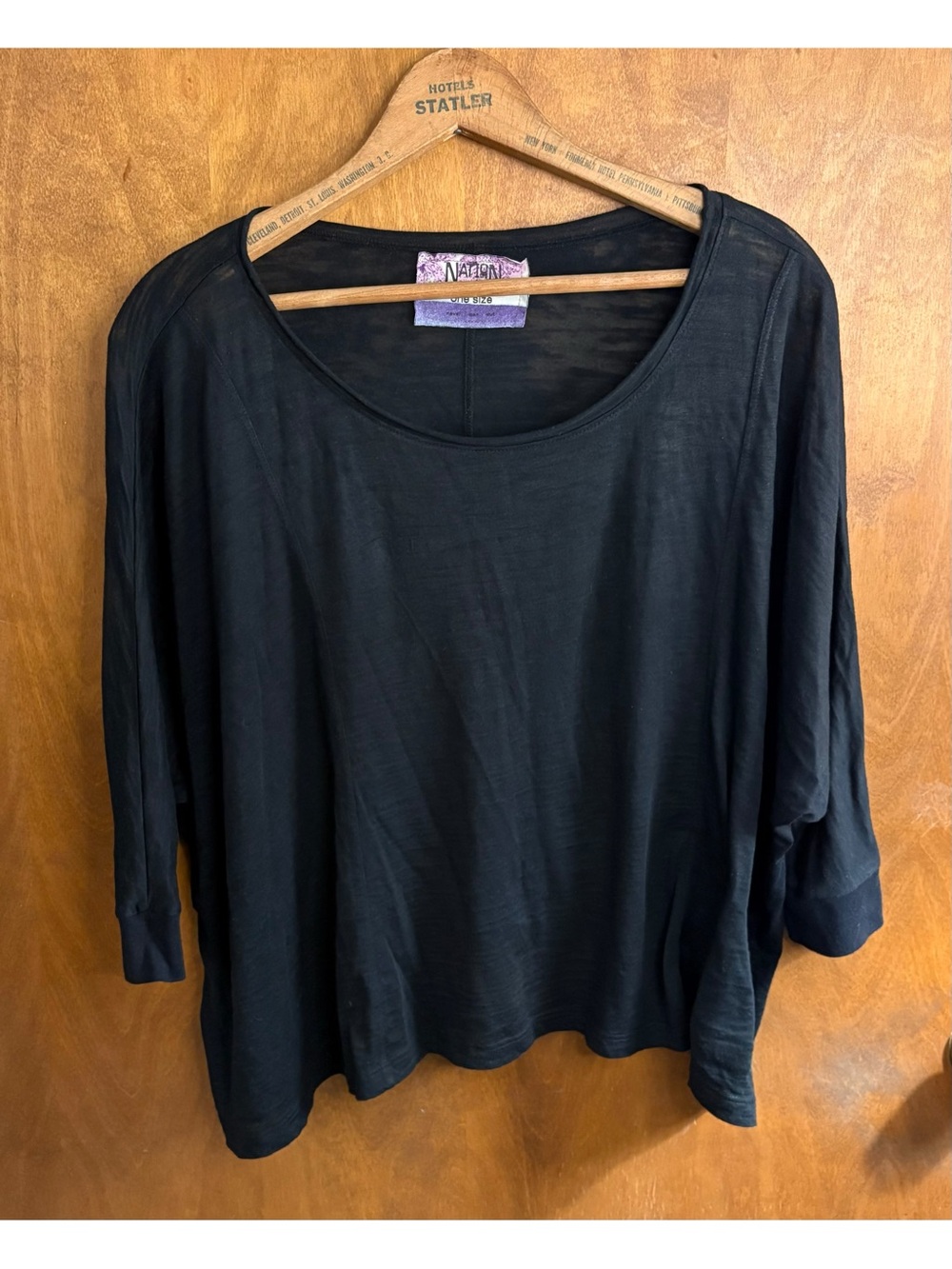 Nation LTD Black Burnout Oversized Dolman Top T-Shirt Baggy Slouchy Grunge Boho